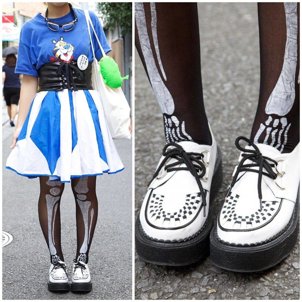 Body Line Platform White Black Lace Up Punk Goth Rave Size 27 US 10.5?